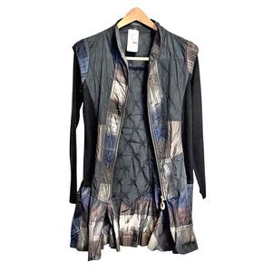 Habitat Women’s Mixed Media Zip Jacket Navy | Quilted Panel | Size S | NWT